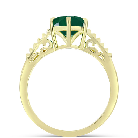 Anillo de Plata Bañada en Oro con Ágata Verde