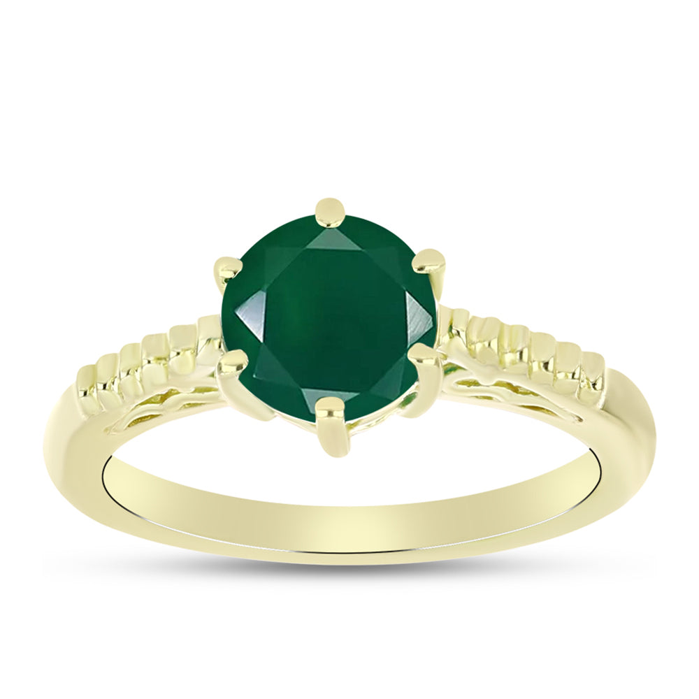 Anillo de Plata Bañada en Oro con Ágata Verde