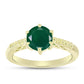 Anillo de Plata Bañada en Oro con Ágata Verde