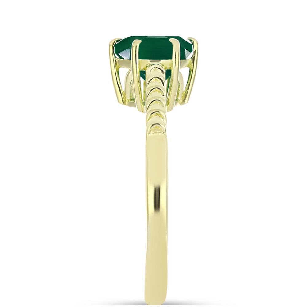 Anillo de Plata Bañada en Oro con Ágata Verde