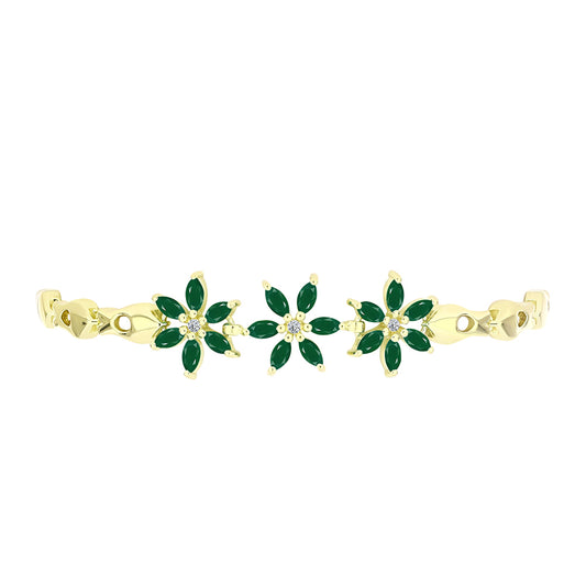 Pulsera de Plata Bañada en Oro con Ágata Verde y Topacio Blanco