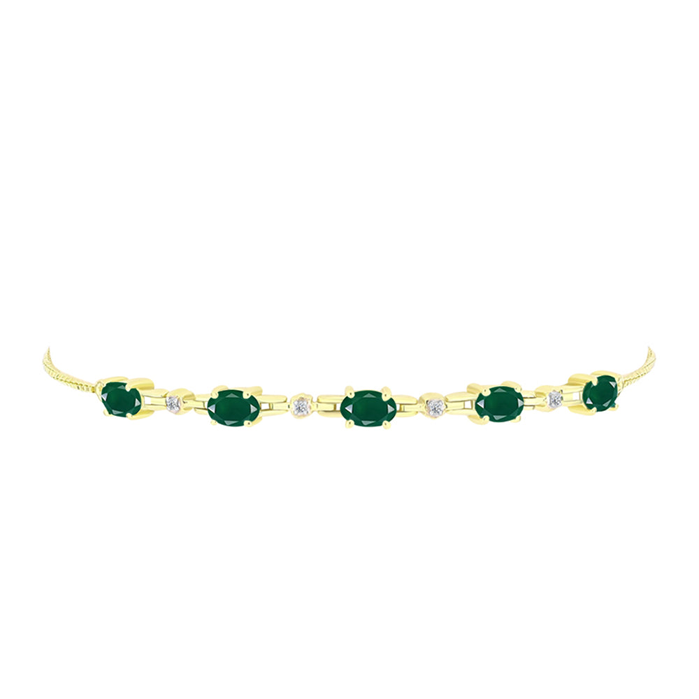 Pulsera de Plata Bañada en Oro con Ágata Verde y Topacio Blanco