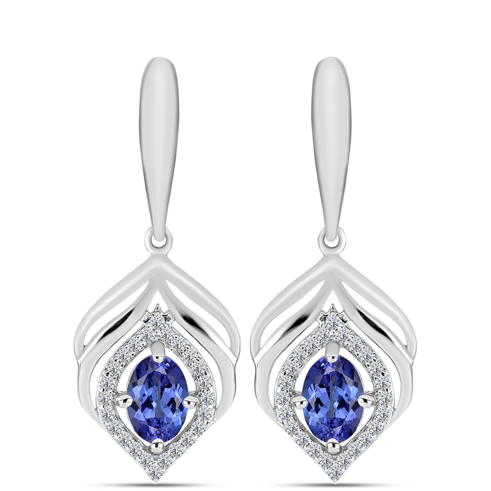 Pendientes de Plata con Tanzanita AAA y Diamante blanco 1 