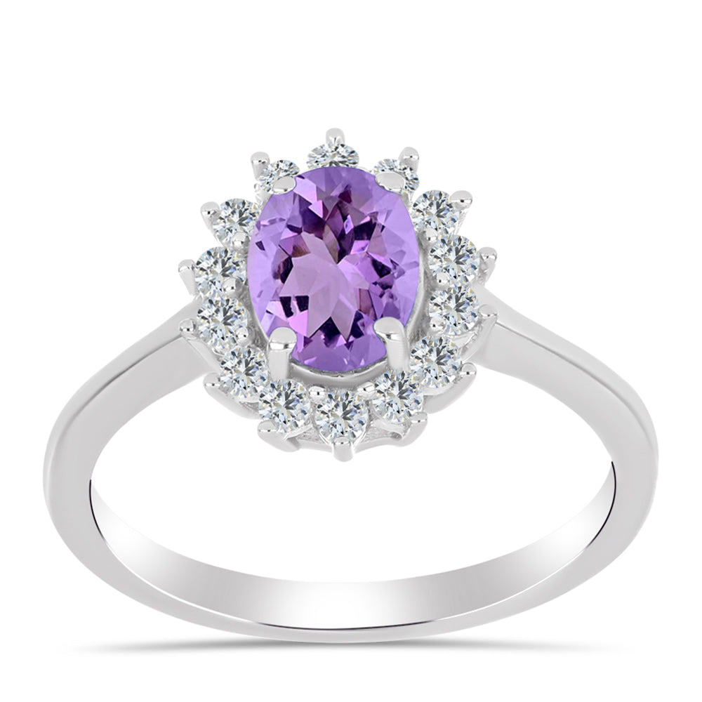 Anillo de Plata con Amatista Rosa de Francia y Topacio Blanco 3 