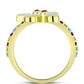 Anillo de Plata Bañada en Oro con Piedra Lunar Arco Iris y Granate Barton