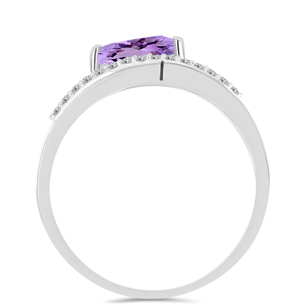 Anillo de Plata con Amatista Rosa de Francia y Topacio Blanco