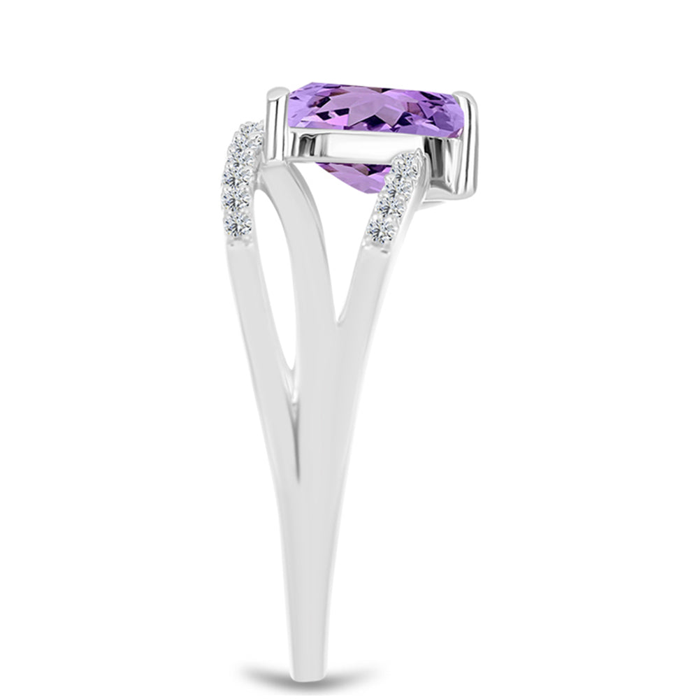 Anillo de Plata con Amatista Rosa de Francia y Topacio Blanco 4 