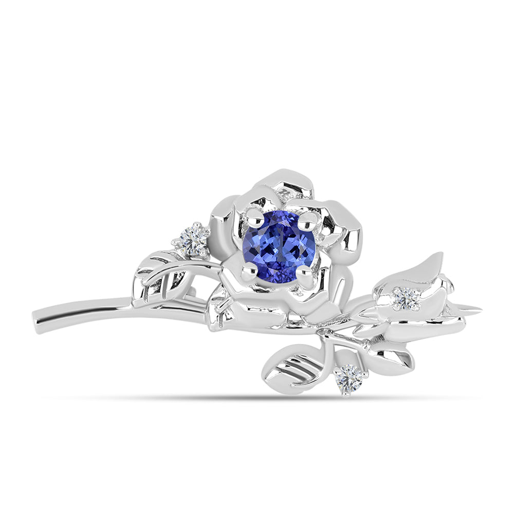 Broche de Plata con Tanzanita AAA y Diamante blanco 1 