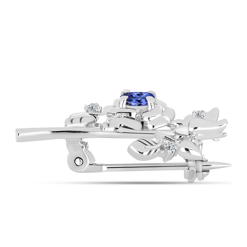 Broche de Plata con Tanzanita AAA y Diamante blanco 2 