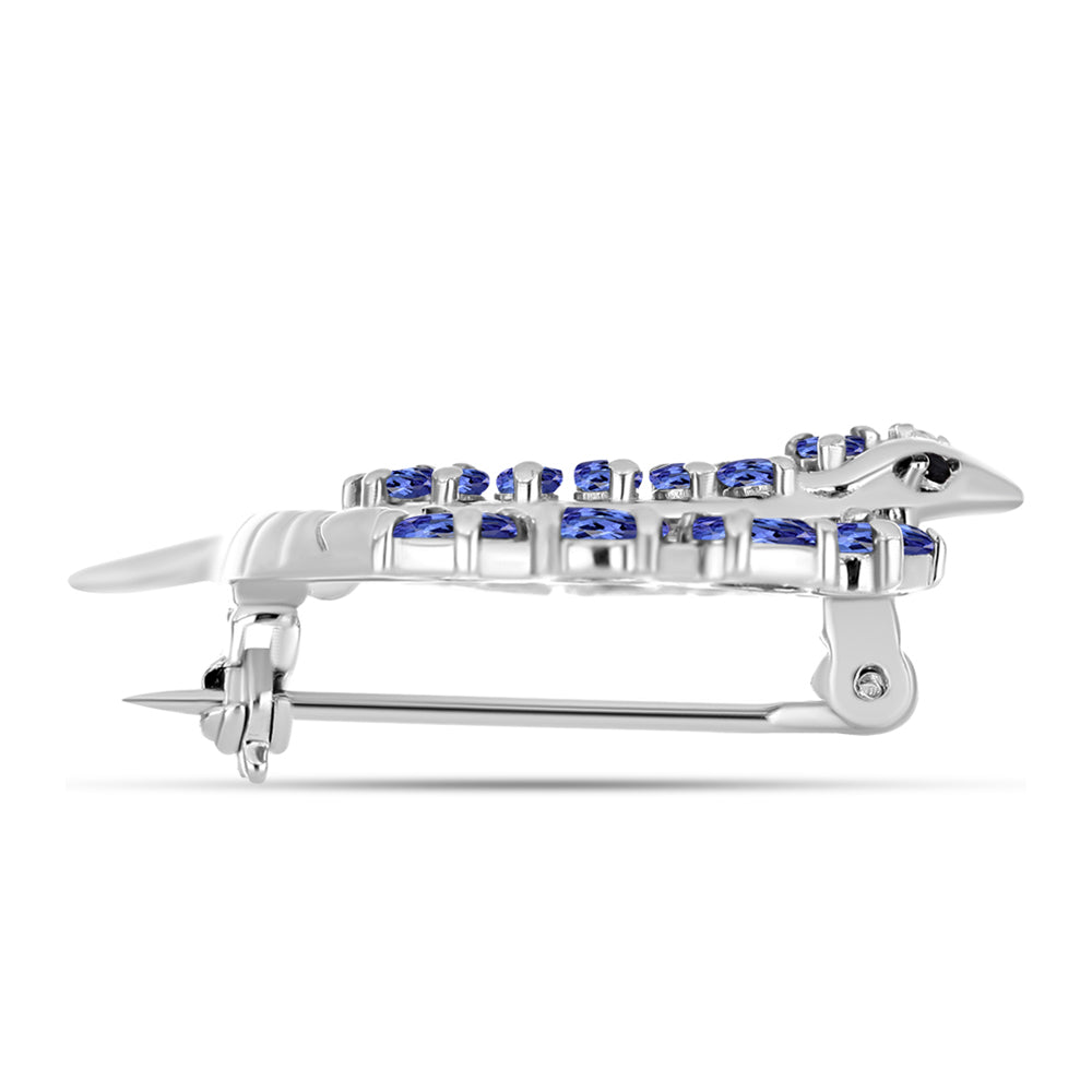 Broche de Plata con Tanzanita AAA y Diamante blanco 2 