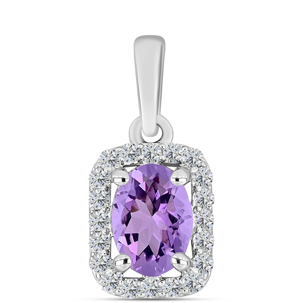 Colgante de Plata con Amatista Rosa de Francia y Topacio Blanco