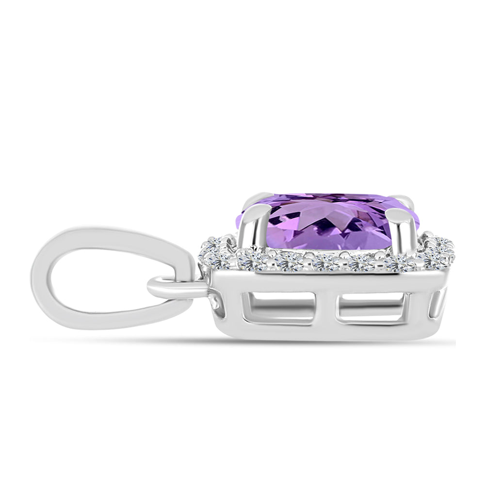 Colgante de Plata con Amatista Rosa de Francia y Topacio Blanco 2 