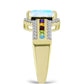 Anillo de Plata Bañada en Oro con Piedra Lunar Arco Iris y Amatista de Marruecos