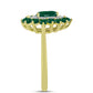 Anillo de Plata Bañada en Oro con Ágata Verde y Topacio Blanco