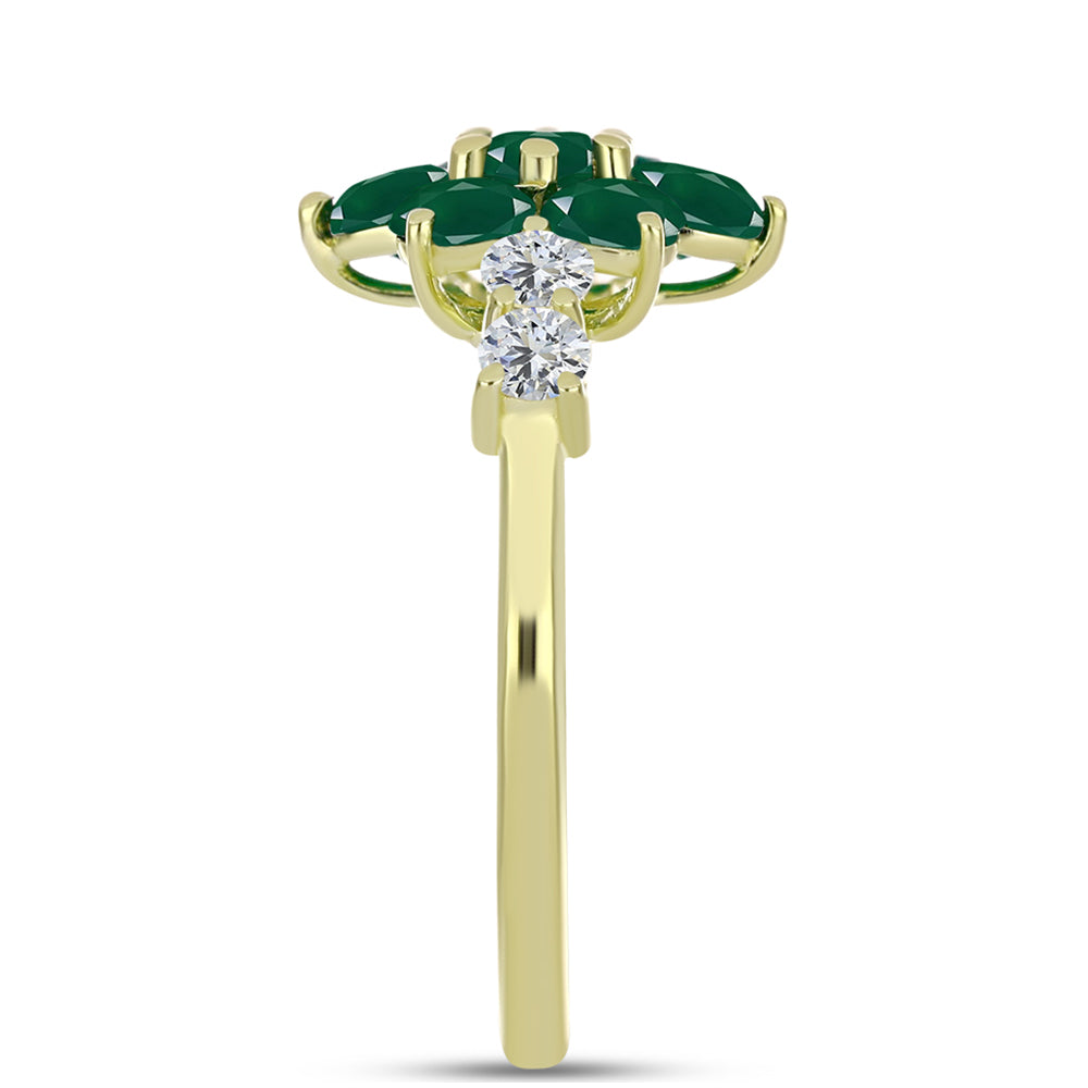 Anillo de Plata Bañada en Oro con Ágata Verde y Topacio Blanco 4 