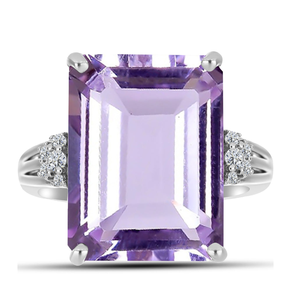 Anillo de Plata con Amatista Rosa de Francia y Topacio Blanco 1 