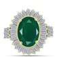 Anillo de Plata Bañada en Oro con Ágata Verde y Zircón Blanco