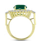 Anillo de Plata Bañada en Oro con Ágata Verde y Zircón Blanco