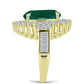 Anillo de Plata Bañada en Oro con Ágata Verde y Zircón Blanco