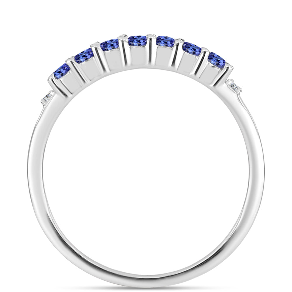 Anillo de Plata con Tanzanita AAA y Diamante blanco