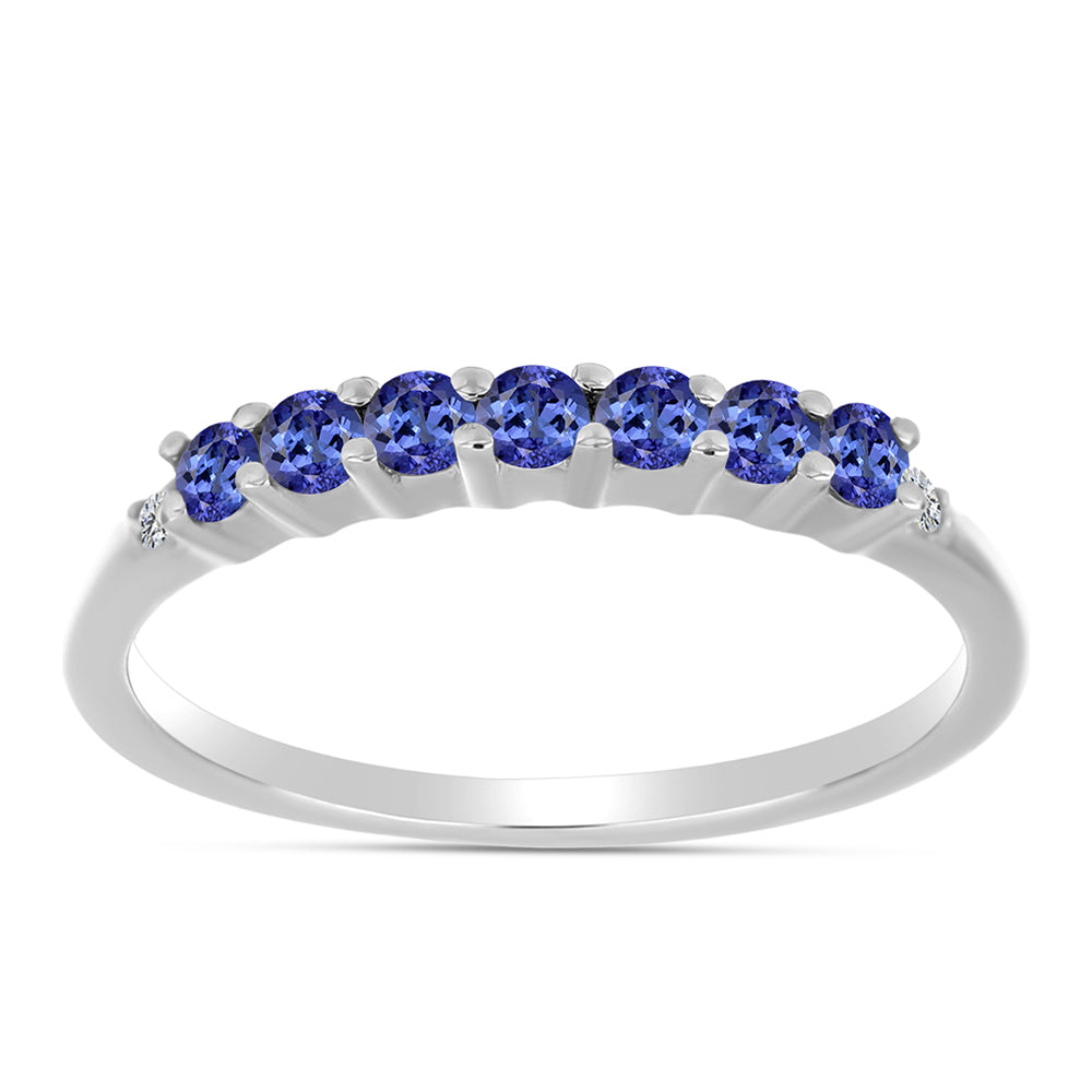 Anillo de Plata con Tanzanita AAA y Diamante blanco 1 