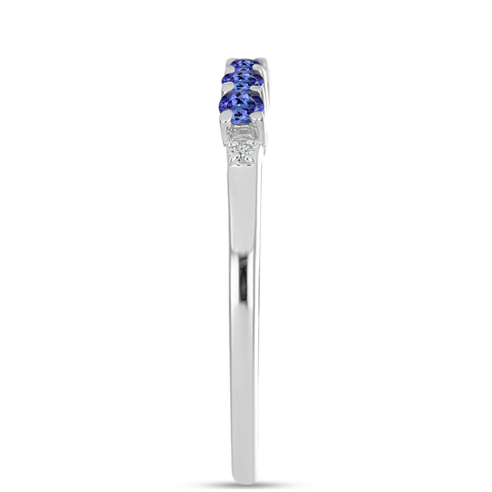 Anillo de Plata con Tanzanita AAA y Diamante blanco 4 