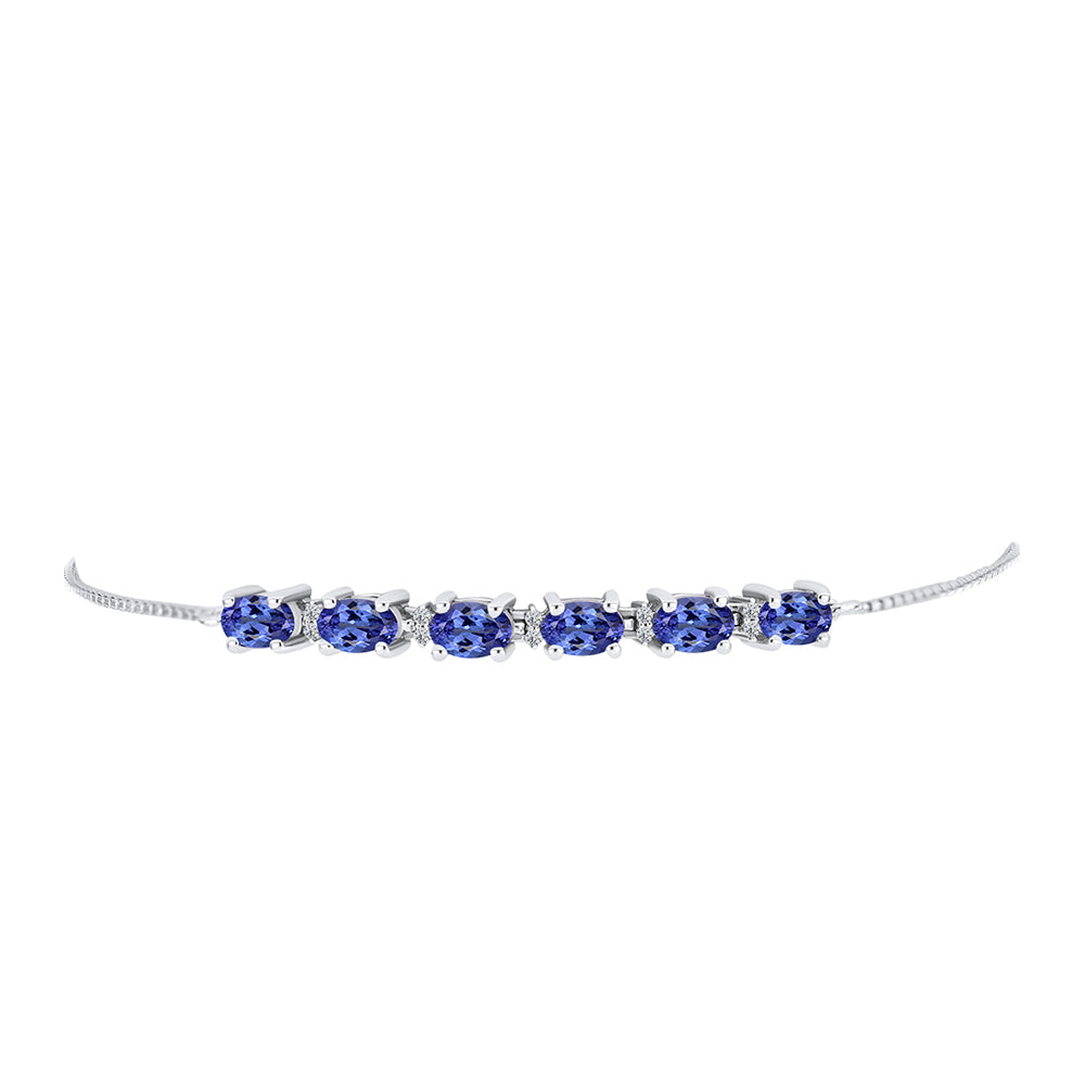 Pulsera de Plata con Tanzanita AAA y Diamante blanco 2 