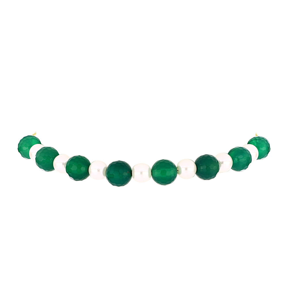 Pulsera de Plata Bañada en Oro con Ágata Verde y Perla de Agua Dulce 2 