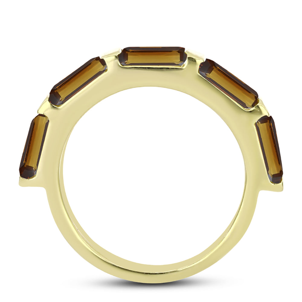 Anillo de Plata Bañada en Oro con Cuarzo Coñac 3 