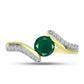 Anillo de Plata Bañada en Oro con Ágata Verde y Topacio Blanco