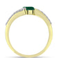 Anillo de Plata Bañada en Oro con Ágata Verde y Topacio Blanco