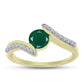 Anillo de Plata Bañada en Oro con Ágata Verde y Topacio Blanco