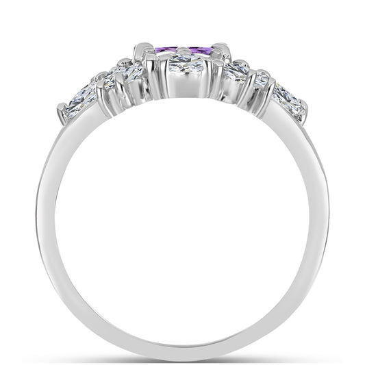 Anillo de Plata con Amatista Rosa de Francia y Topacio Blanco