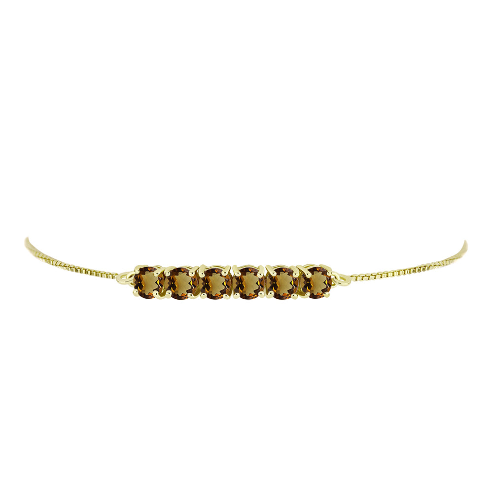Pulsera de Plata Bañada en Oro con Cuarzo Coñac 2 