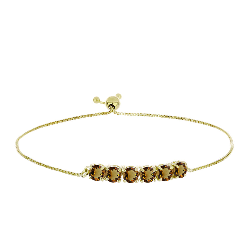 Pulsera de Plata Bañada en Oro con Cuarzo Coñac 1 