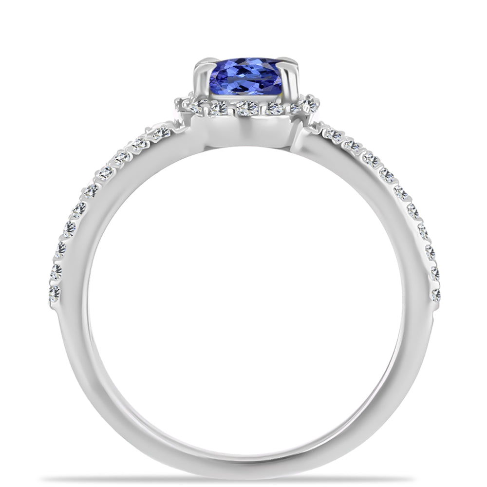 Anillo de Plata con Tanzanita AAA y Diamante blanco 2 