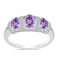Anillo de Plata con Amatista Rosa de Francia y Topacio Blanco