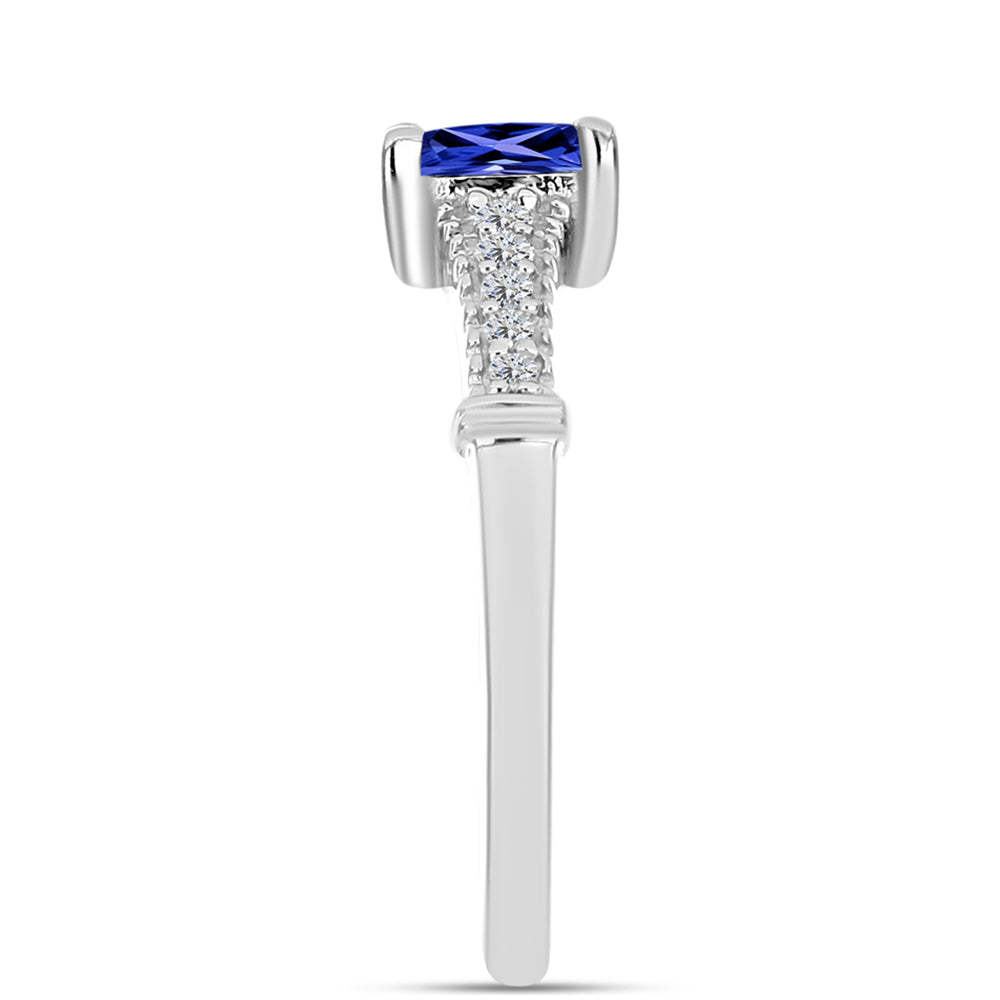 Anillo de Plata con Tanzanita AAA y Diamante blanco 4 