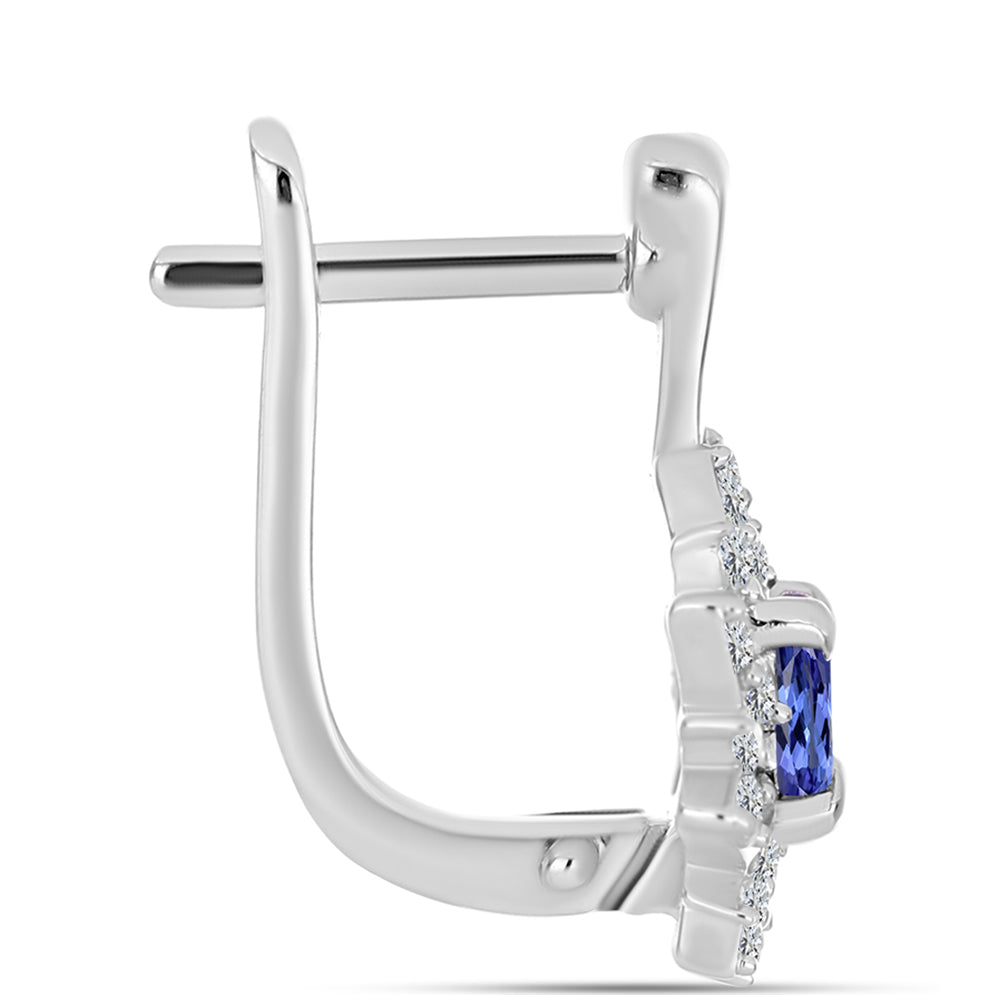 Pendientes de Plata con Tanzanita AAA y Diamante blanco 2 