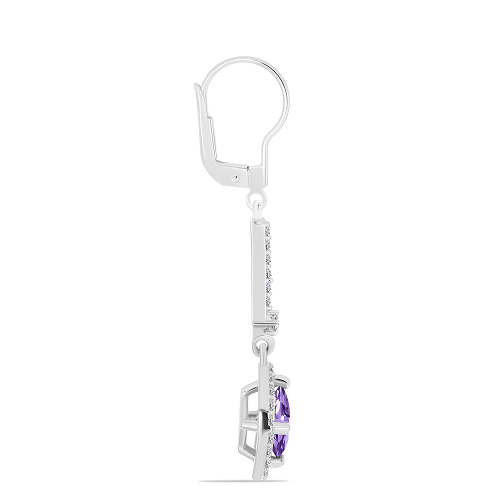 Pendientes de Plata con Amatista Rosa de Francia y Topacio Blanco 2 