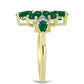 Anillo de Plata Bañada en Oro con Ágata Verde y Topacio Blanco