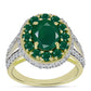 Anillo de Plata Bañada en Oro con Ágata Verde y Topacio Blanco