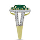 Anillo de Plata Bañada en Oro con Ágata Verde y Topacio Blanco