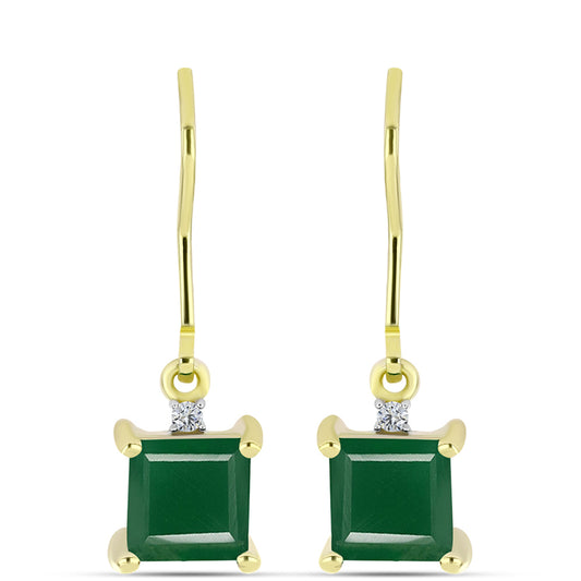 Pendientes de Plata Bañada en Oro con Ágata Verde y Topacio Blanco