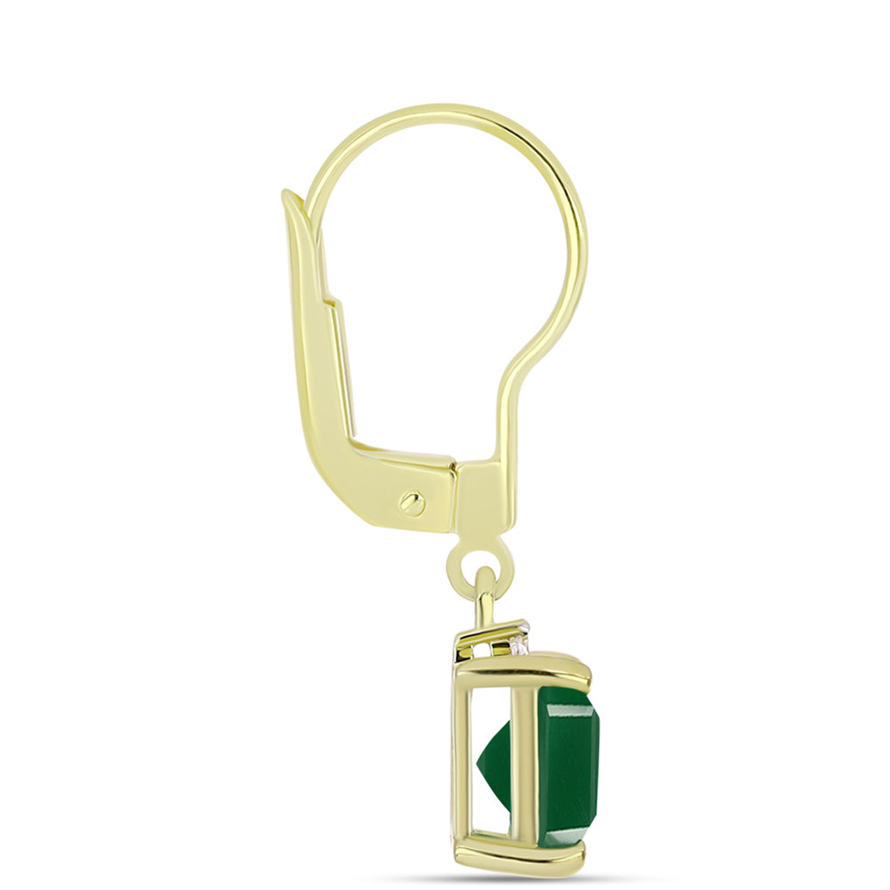 Pendientes de Plata Bañada en Oro con Ágata Verde y Topacio Blanco 2 