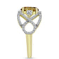 Anillo de Plata Bañada en Oro con Cuarzo Coñac y Topacio Blanco