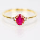 Anillo de Plata Bañada en Oro con Rubí de Madagascar y Topacio Blanco