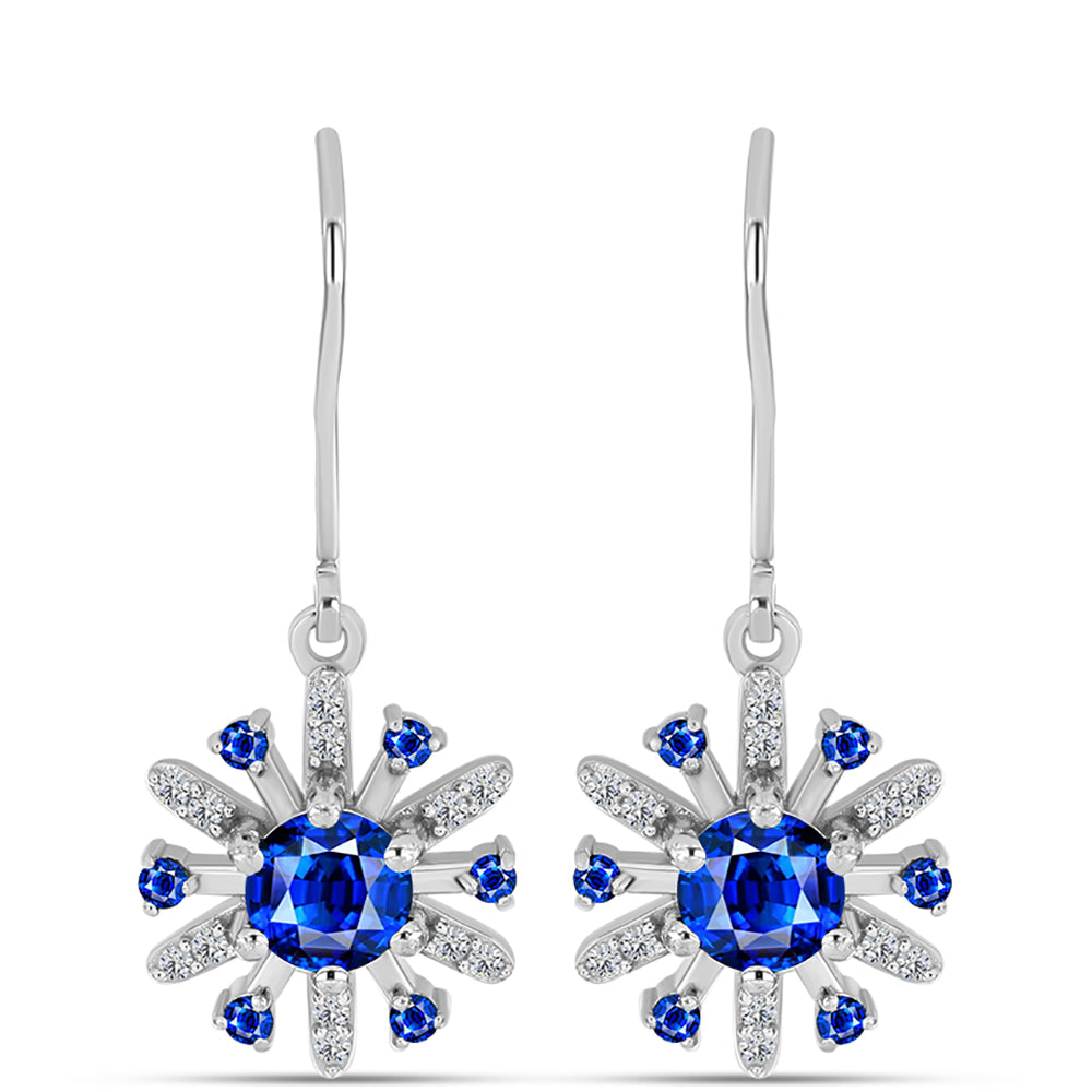 Pendientes de Plata con Zafiro Azul Australiano y Topacio Blanco 1 