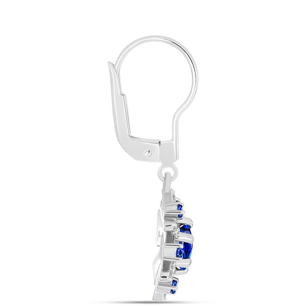 Pendientes de Plata con Zafiro Azul Australiano y Topacio Blanco