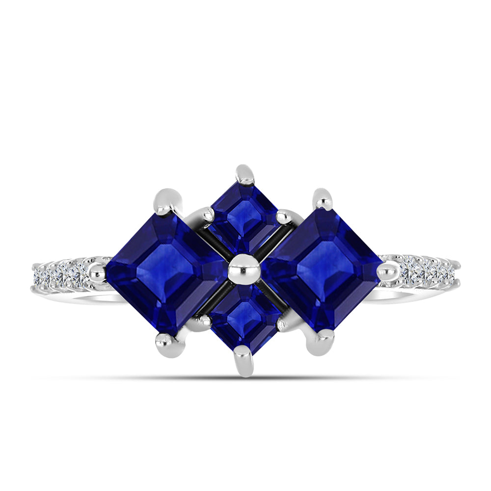 Anillo de Plata con Zafiro Azul Australiano y Topacio Blanco 1 